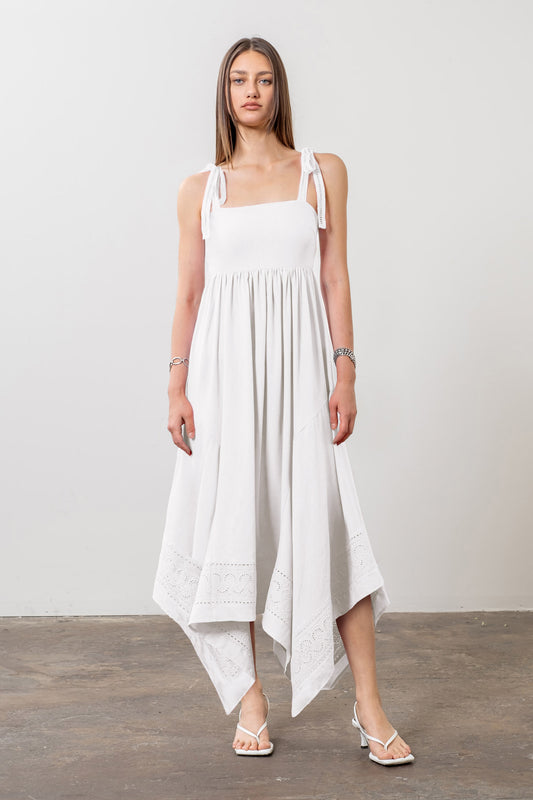 WHITE MIDI DRESS LADDER