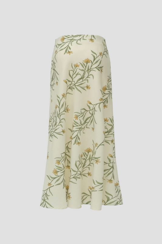 CREAM FLORAL PRINT MAXI SKIRT