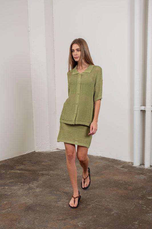 SAGE KNIT SHORT CARDIGAN