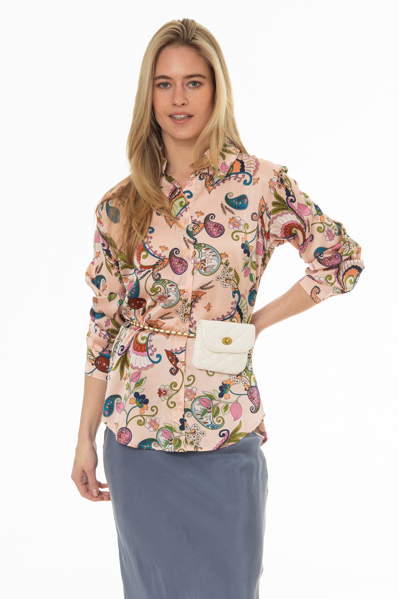 PINK PAISLEY PRINTED BLUSE