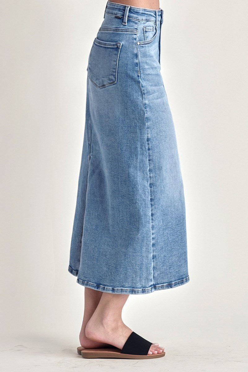DENIM SLIT LONG SKIRT