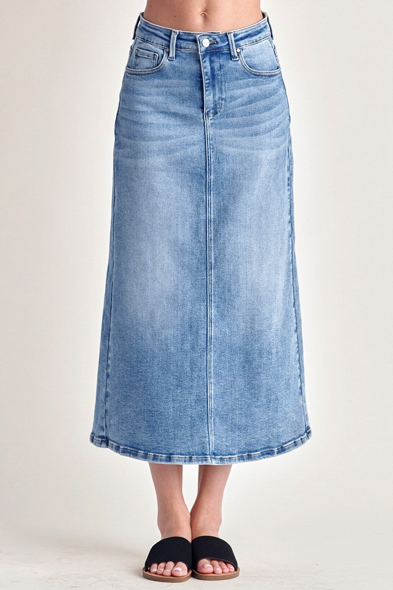 DENIM SLIT LONG SKIRT