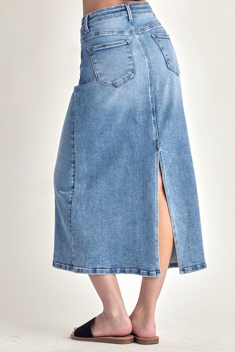 DENIM SLIT LONG SKIRT