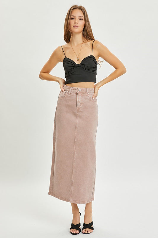 MAUVE SLIT MAXI SKIRT