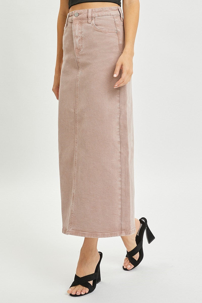 MAUVE SLIT MAXI SKIRT