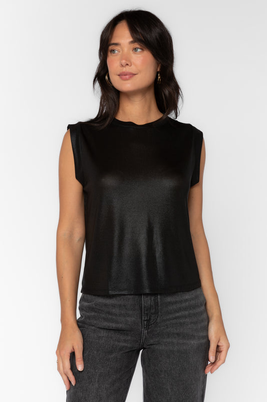 BLACK ROSSIN METALLIC TOP