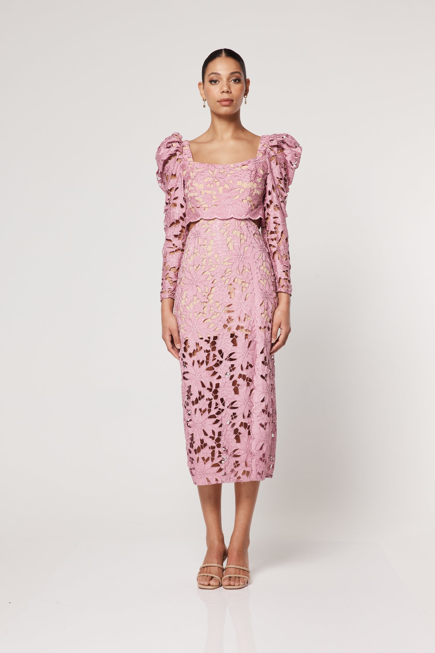 PINK COURT LACE DRESS