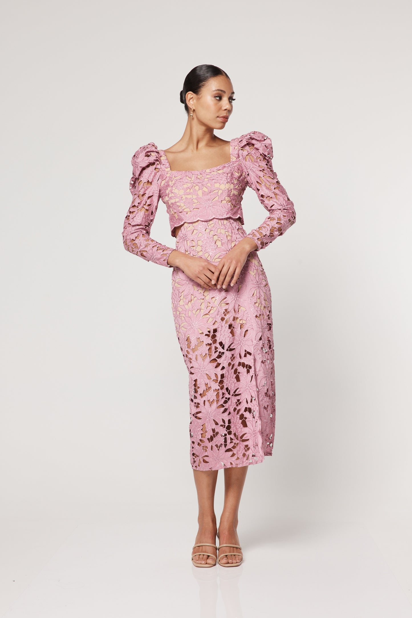 PINK COURT LACE DRESS