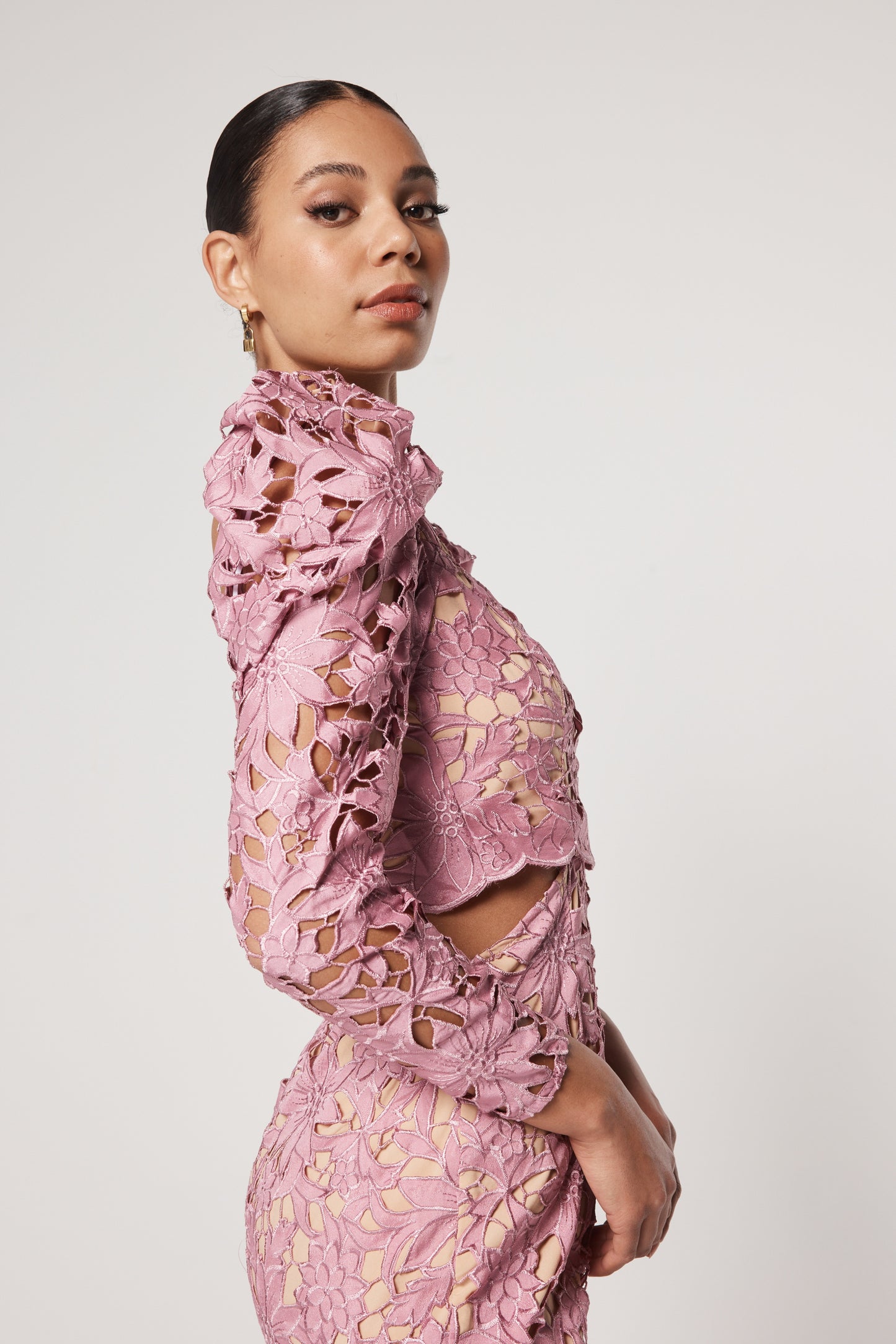 PINK COURT LACE DRESS