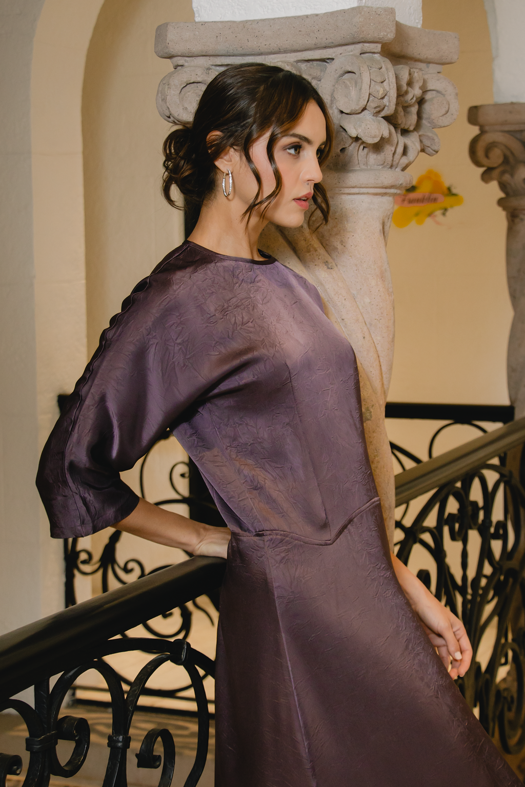 FIG CRUSHED SATIN DRESS