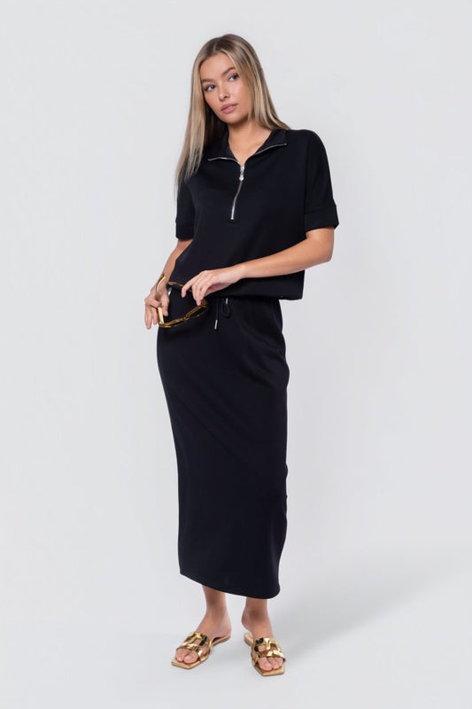 BLACK MINA MIDI SKIRT
