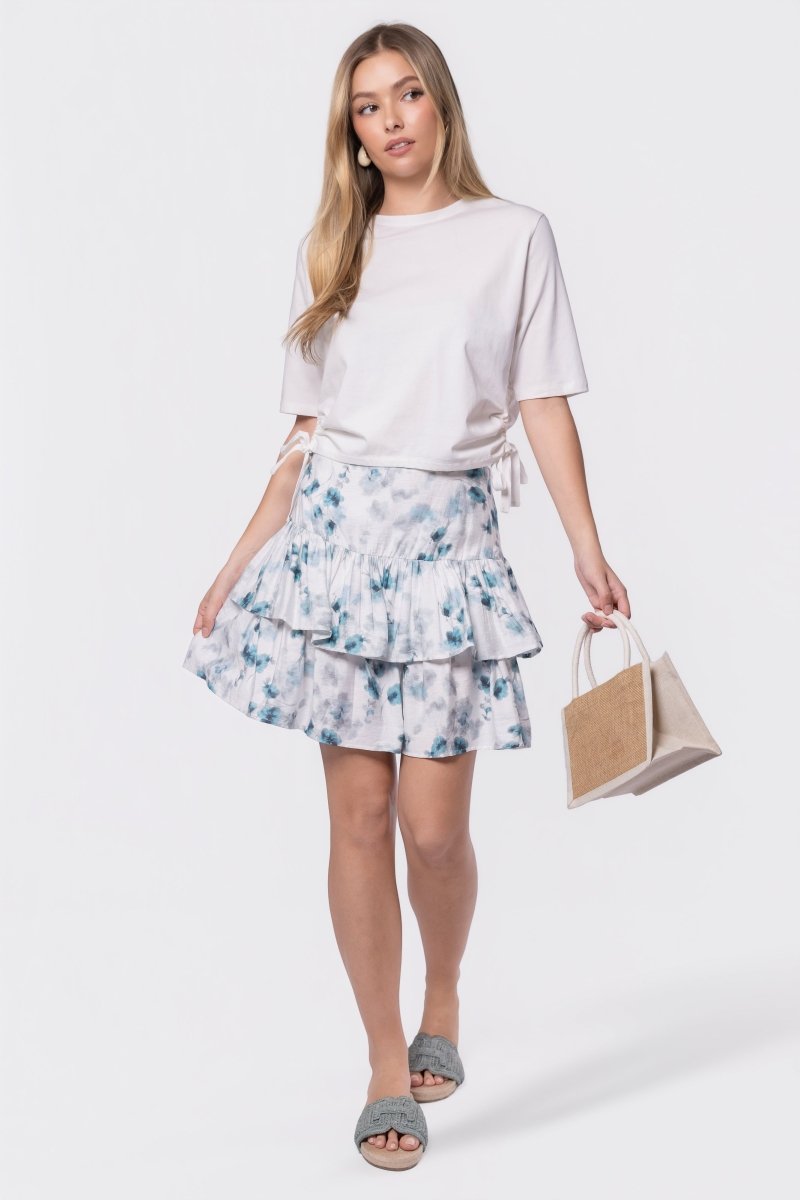 TEAL/WHITE TESSA SKIRT