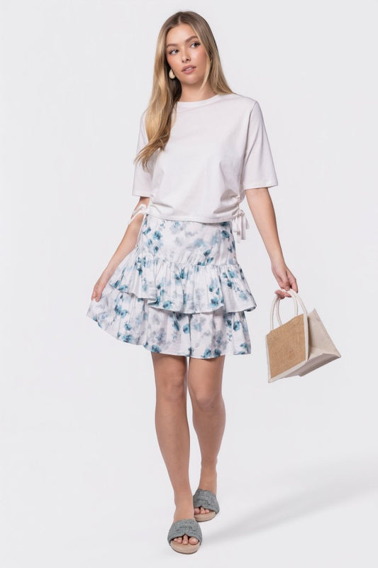 TEAL/WHITE TESSA SKIRT