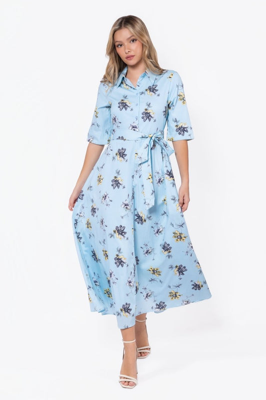 ANIKA BLUE FLOWER DRESS