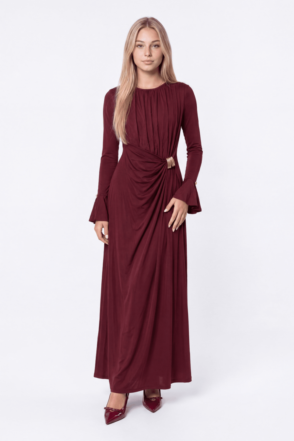 BURGUNDY PAOLINA DRESS