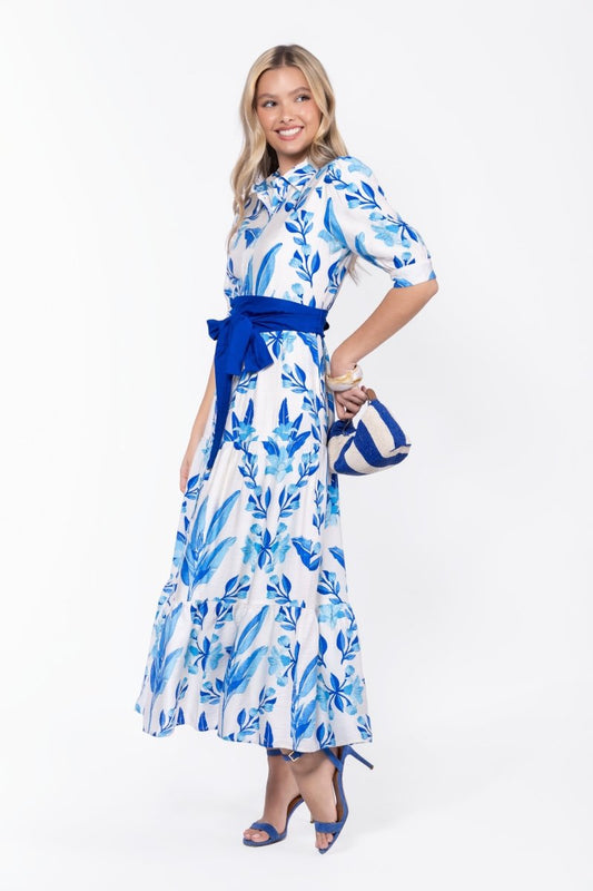 WHITE BLUE MARIE DRESS