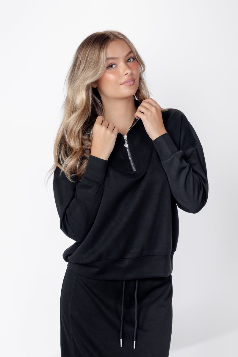 BLACK MINA HALF ZIP JACKET