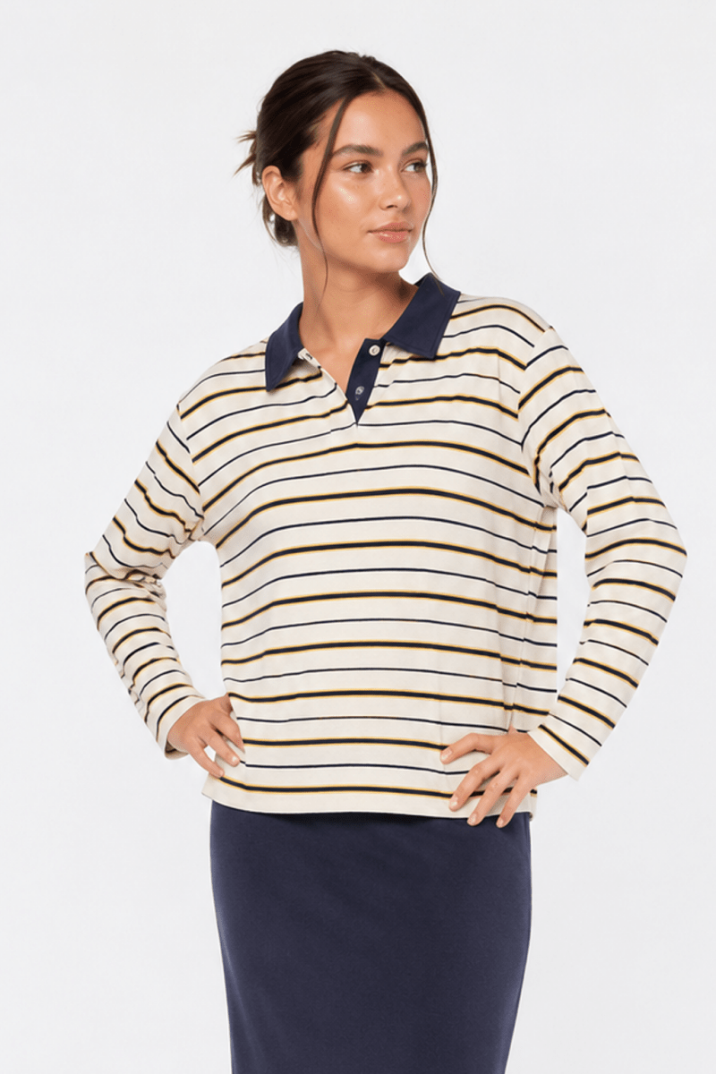 IVORY NAVY BENNIE TOP