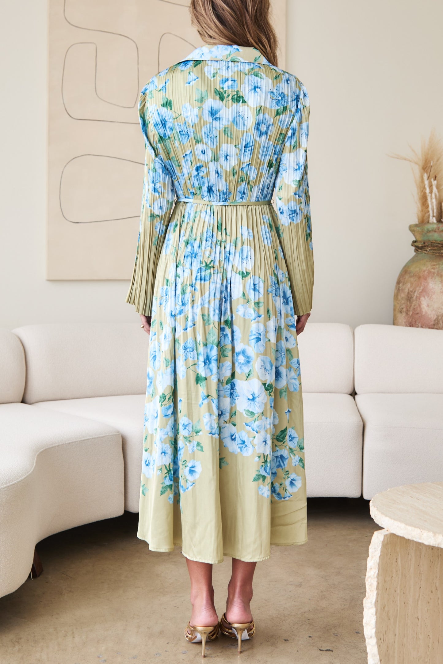 LIGHT BLUE FLORAL MIDI DRESS