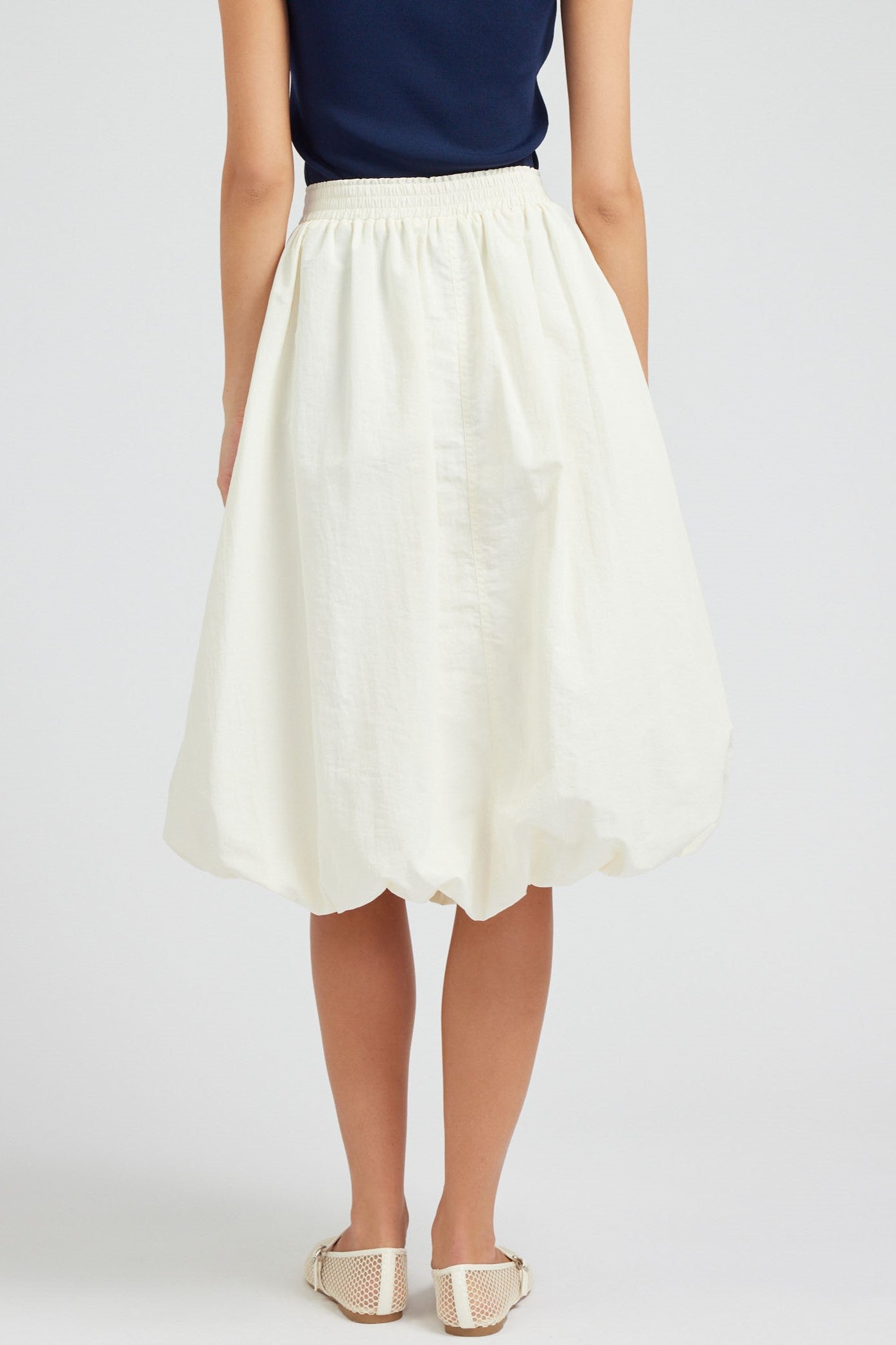 CREAM MIDI BUBBLE SKIRT