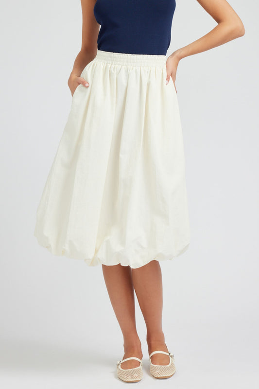 CREAM MIDI BUBBLE SKIRT