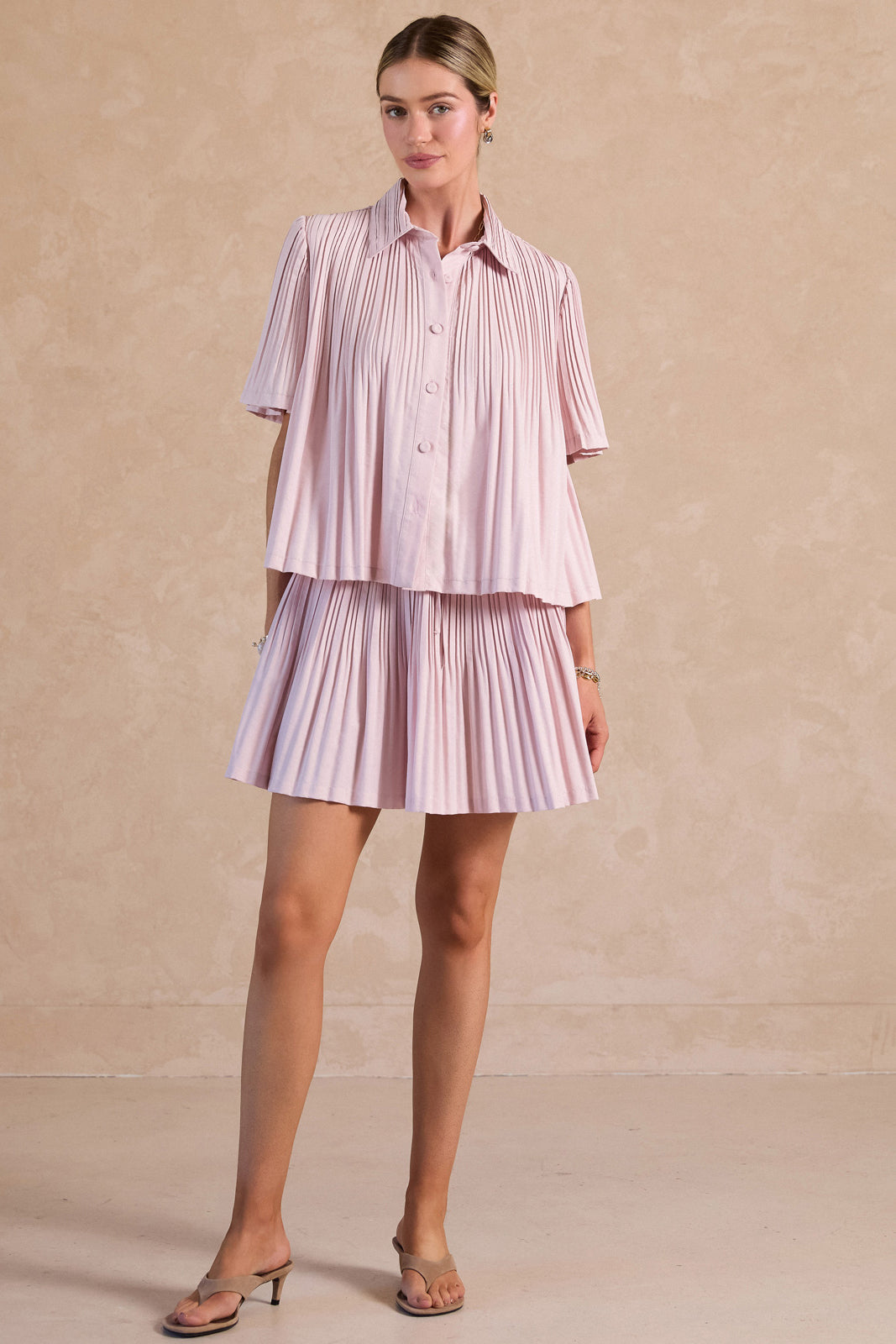 INDIGO PINK PLEATED MINI SKIRT