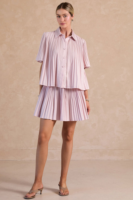 INDIGO PINK PLEATED MINI SKIRT