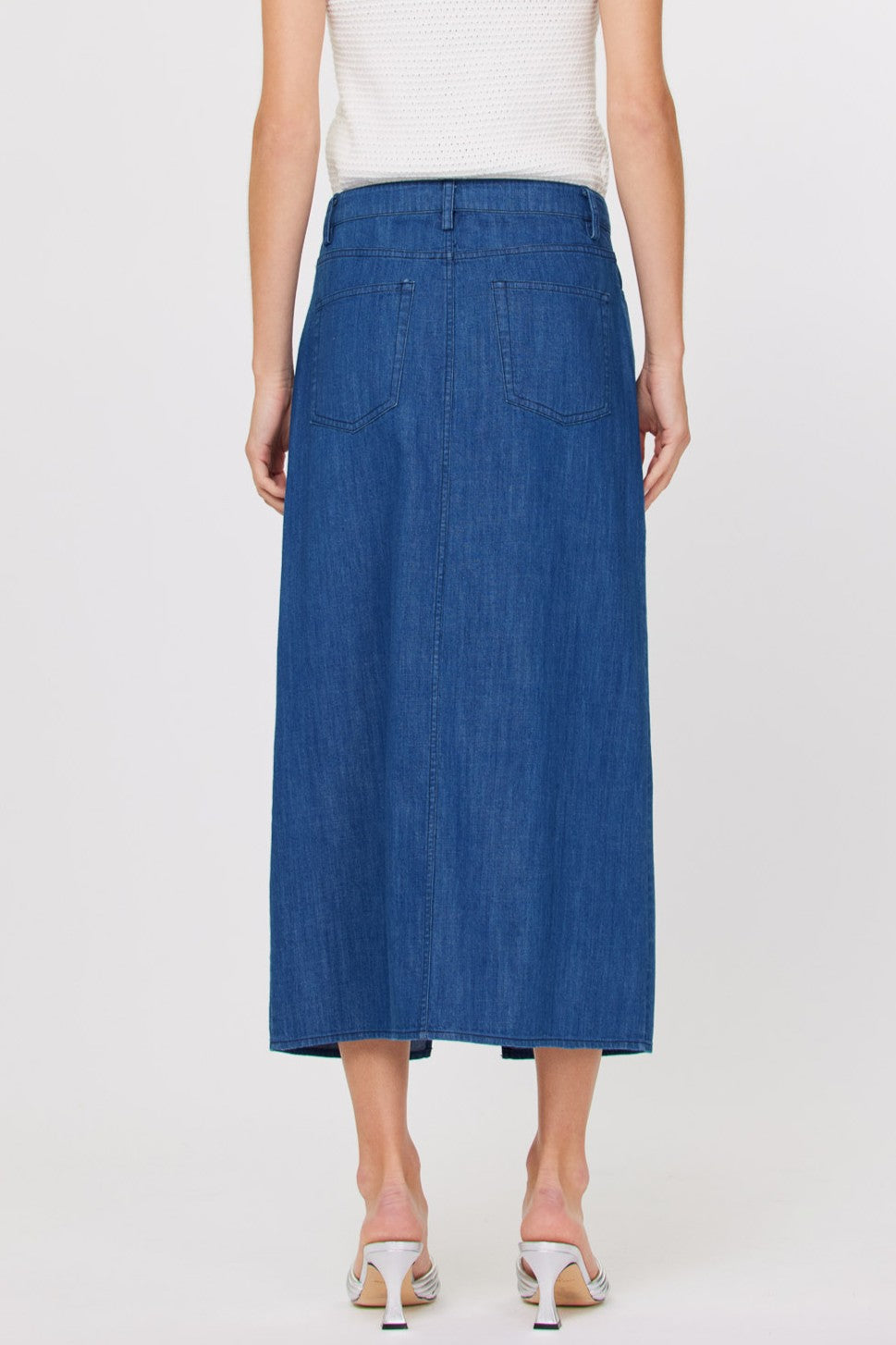 DENIM FLOWER MIDI SKIRT