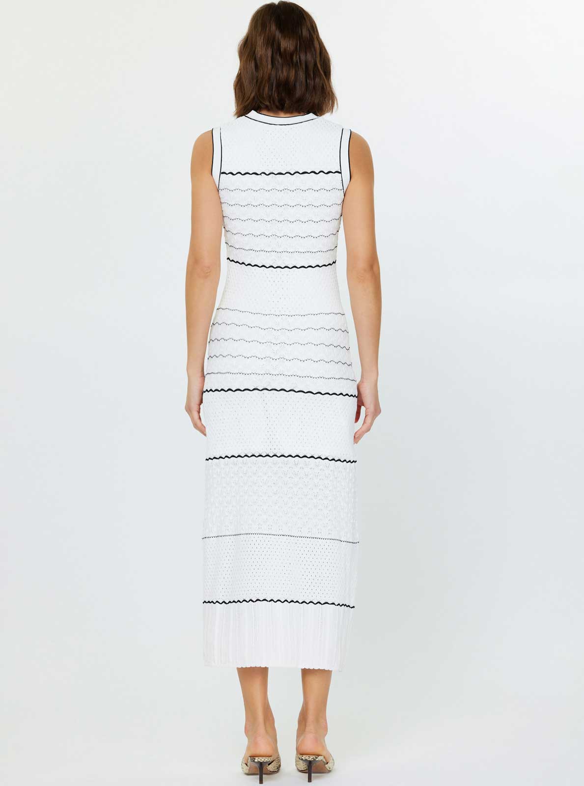 WHITE MIDI LENGTH KNIT DRESS