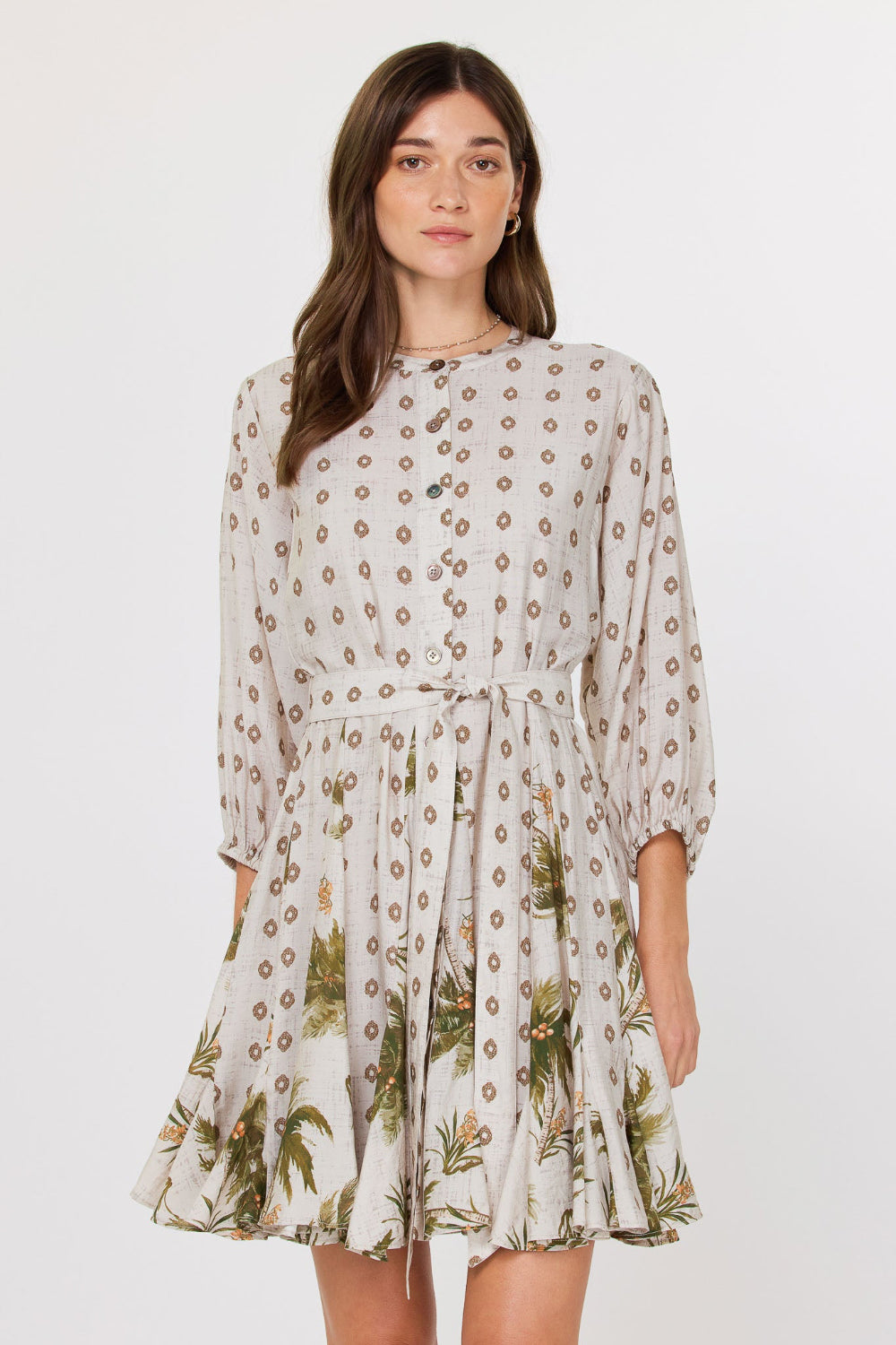 SAND MANDARIN GORE MINI DRESS