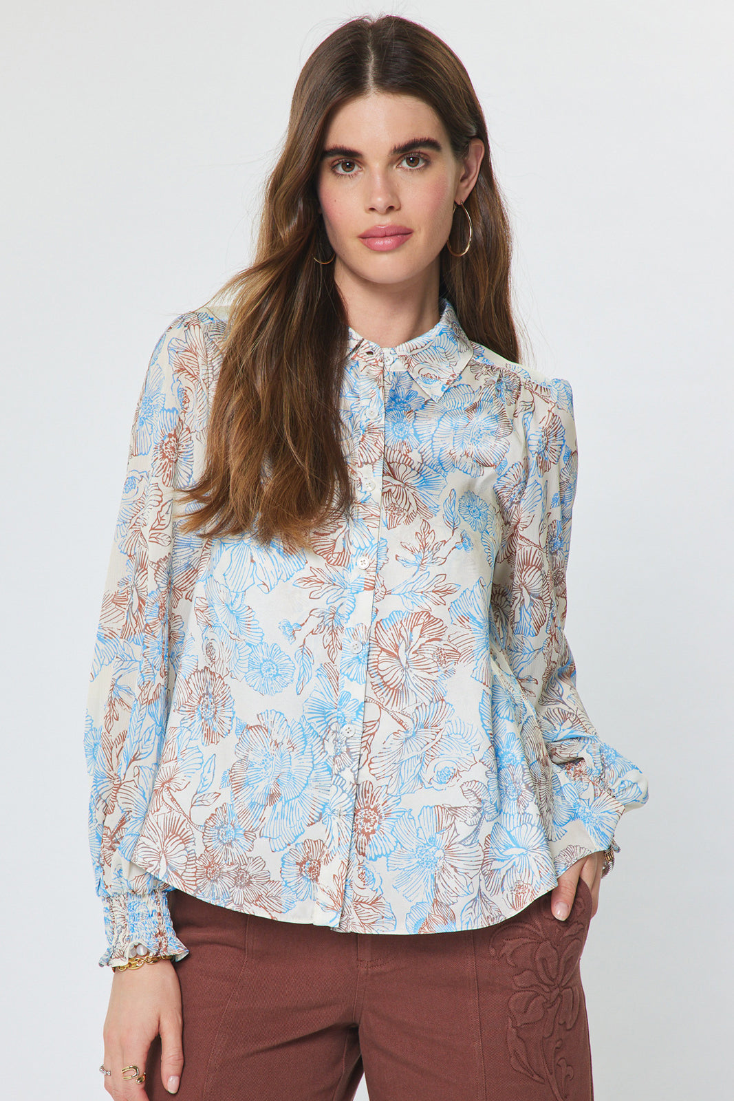 IVORY BLUE  LONG SLEEVE TOP