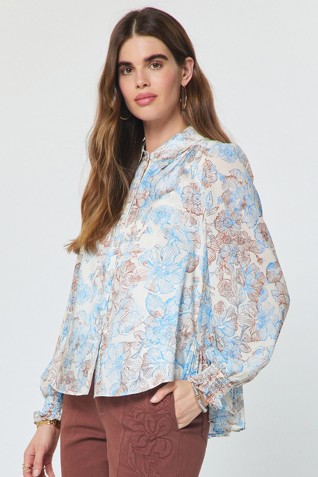 IVORY BLUE  LONG SLEEVE TOP