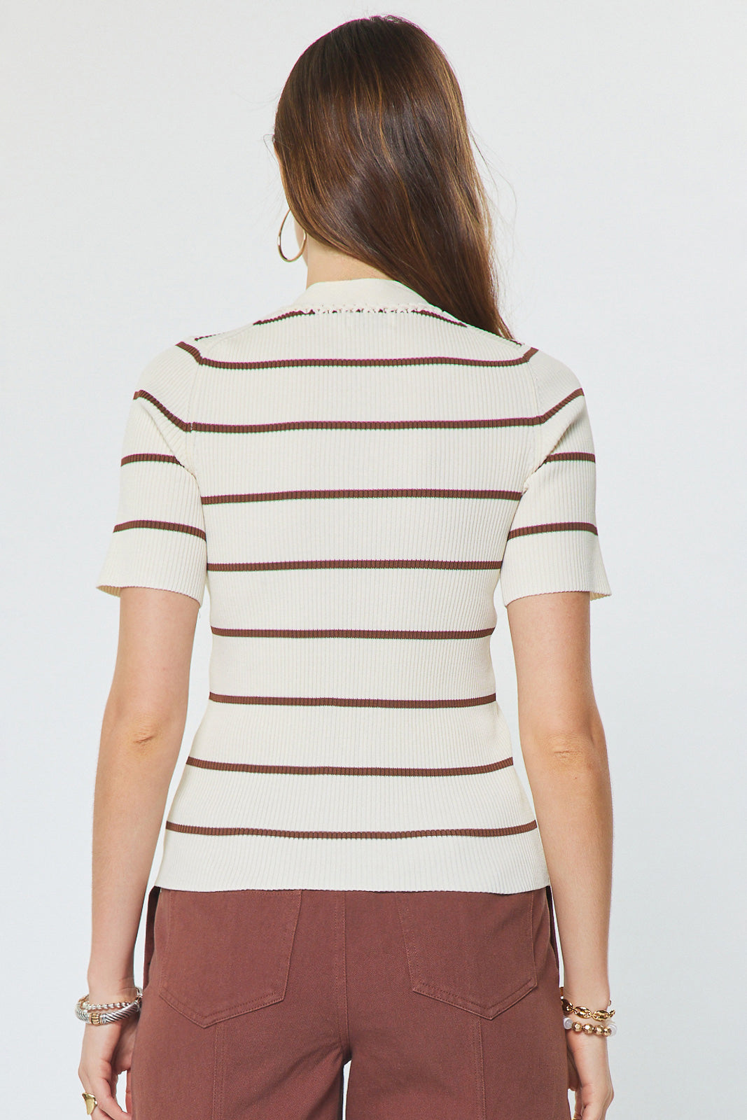 WHITE BROWN SWEATER TOP