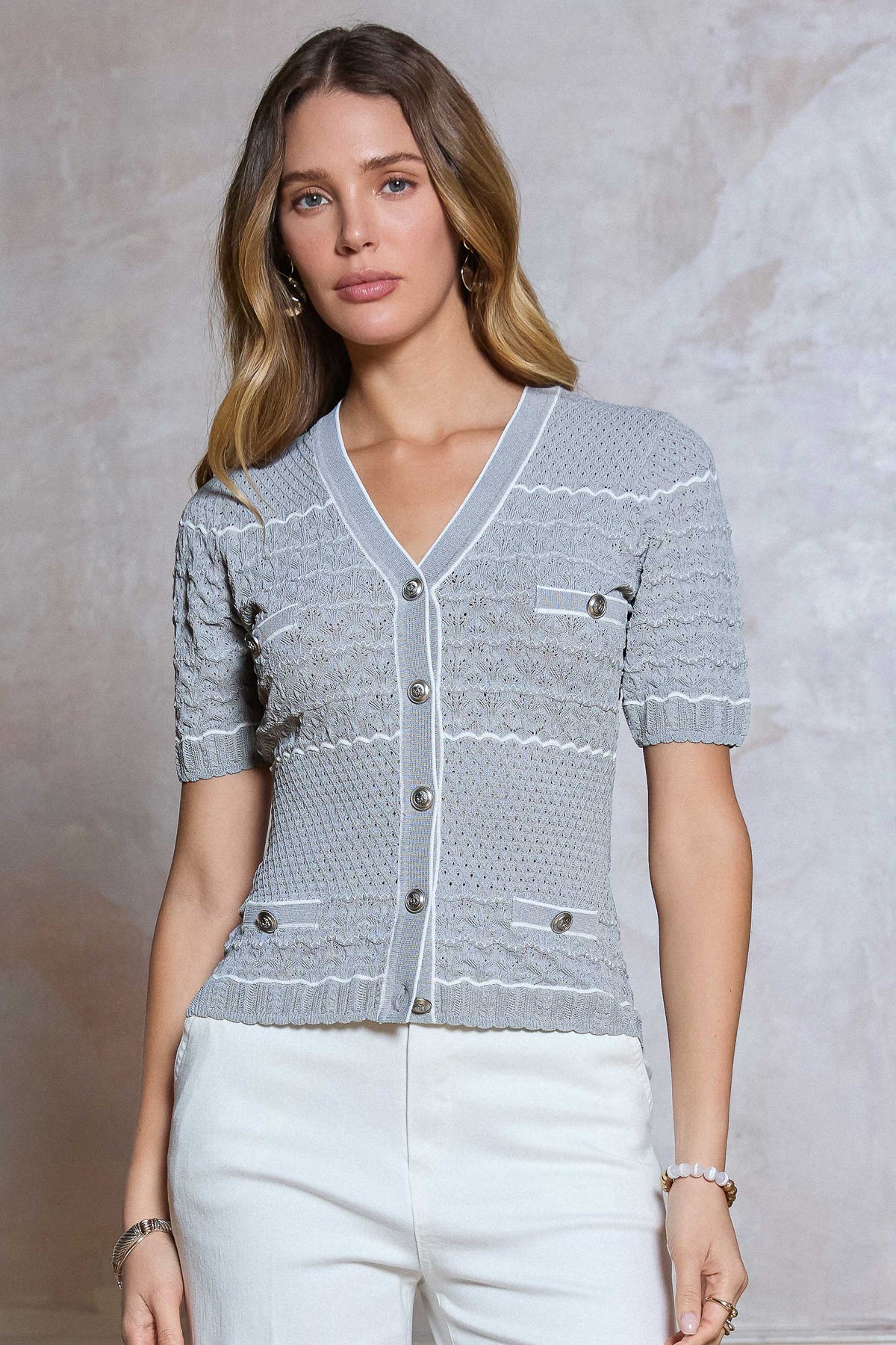 GREY FITTED SWEATER CARDIGAN