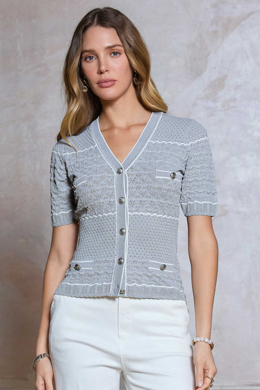 GREY FITTED SWEATER CARDIGAN