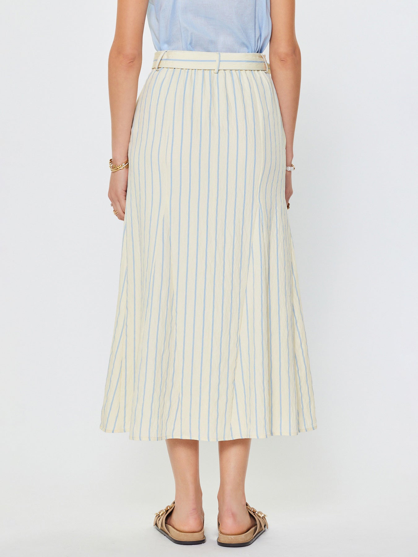 IVORY BLUE GODET MIDI SKIRT