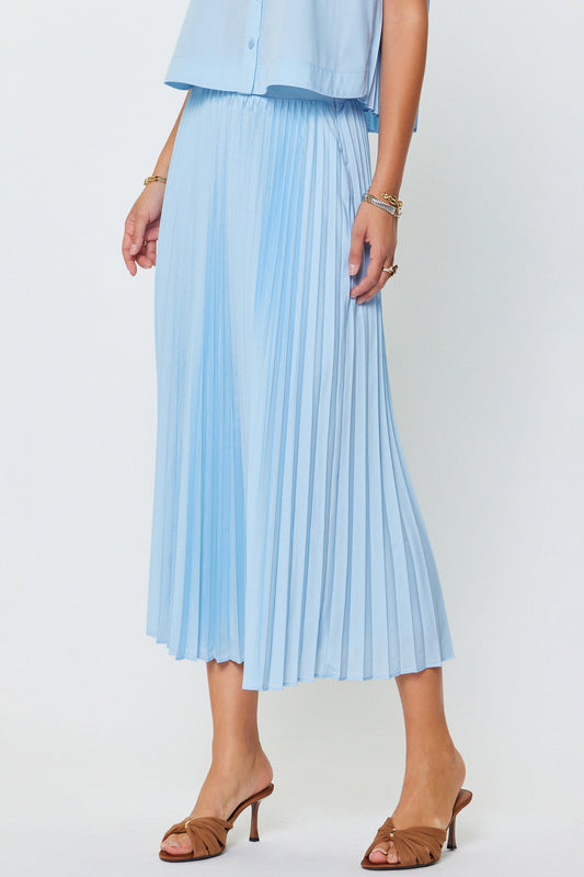 BABY BLUE PLEATED MIDI SKIRT