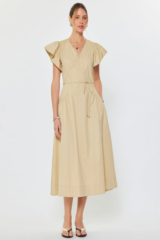 SAND FLUTTER MIDI DRESS