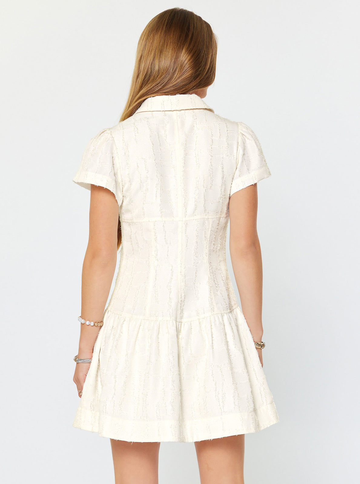 WHITE BUTTON MINI DRESS