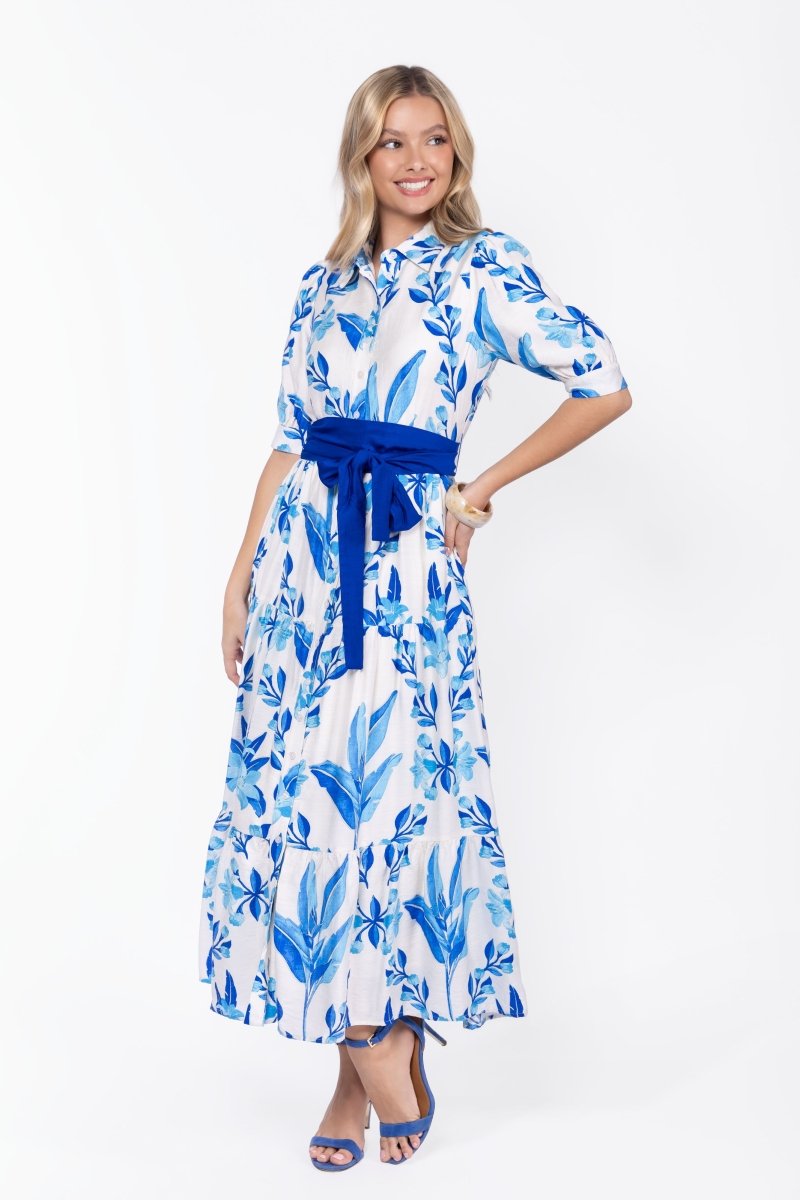 WHITE BLUE MARIE DRESS