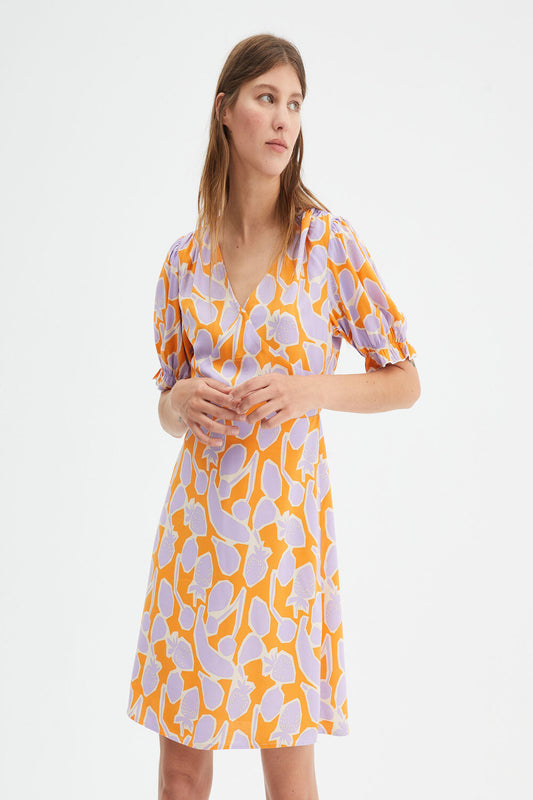 ORANGE PRINT MINI DRESS