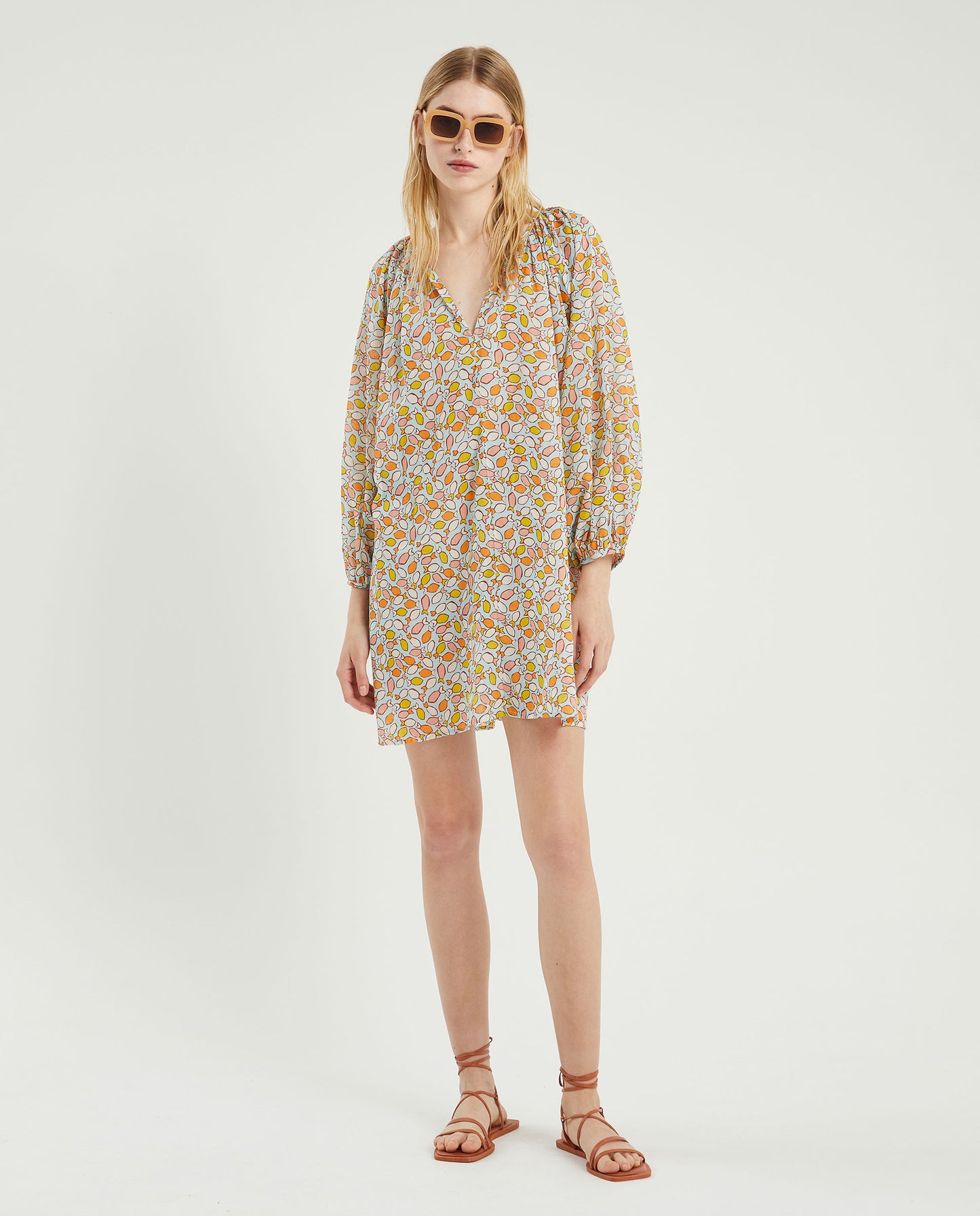 MULTI FISH PRINT MINI OVERSIZE DRESS