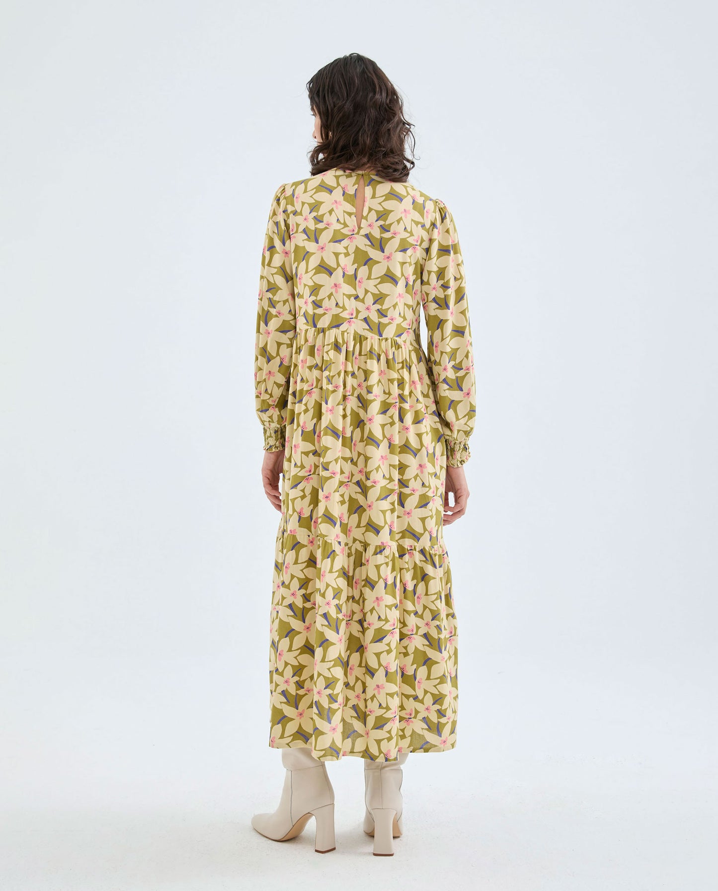 GREEN FLORAL MIDI DRESS