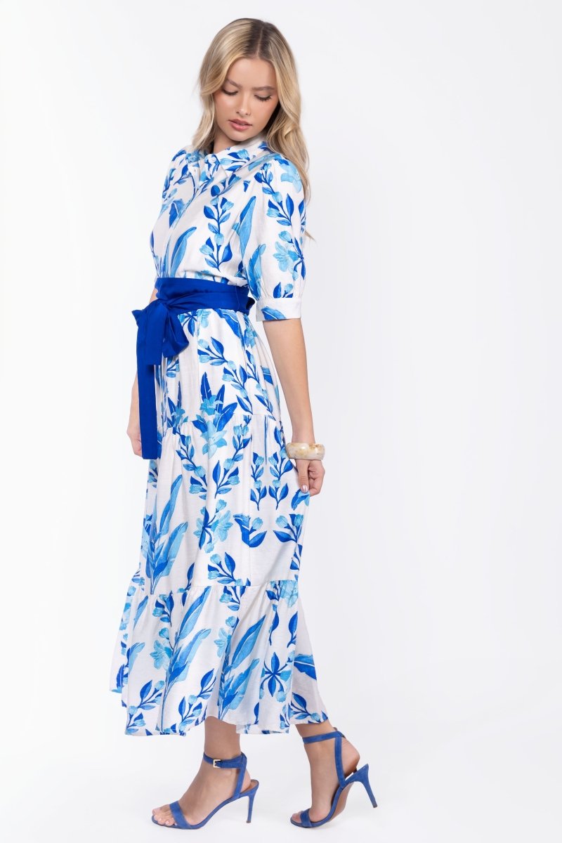 WHITE BLUE MARIE DRESS