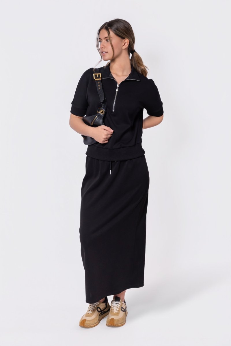 BLACK MINA HALF ZIP JACKET TOP