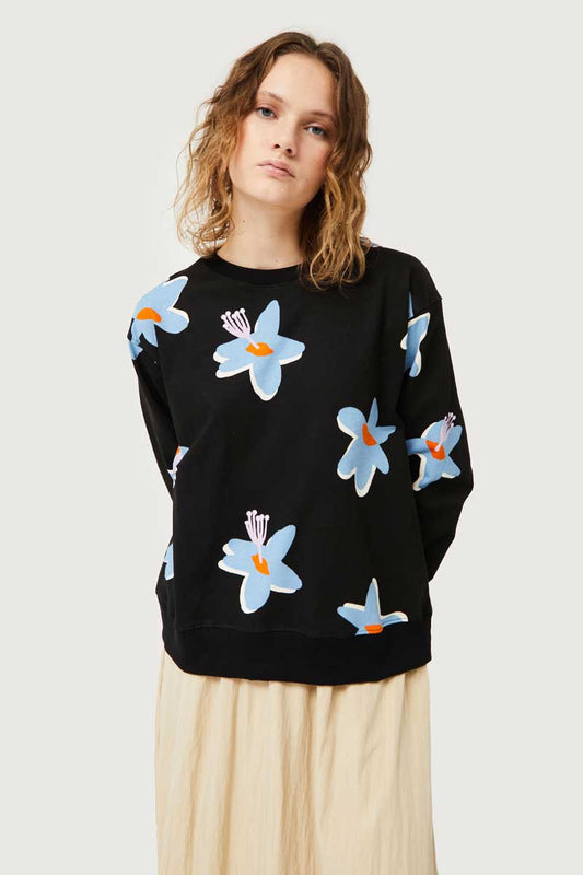 BLACK SWEATSHIRT FLOWERS