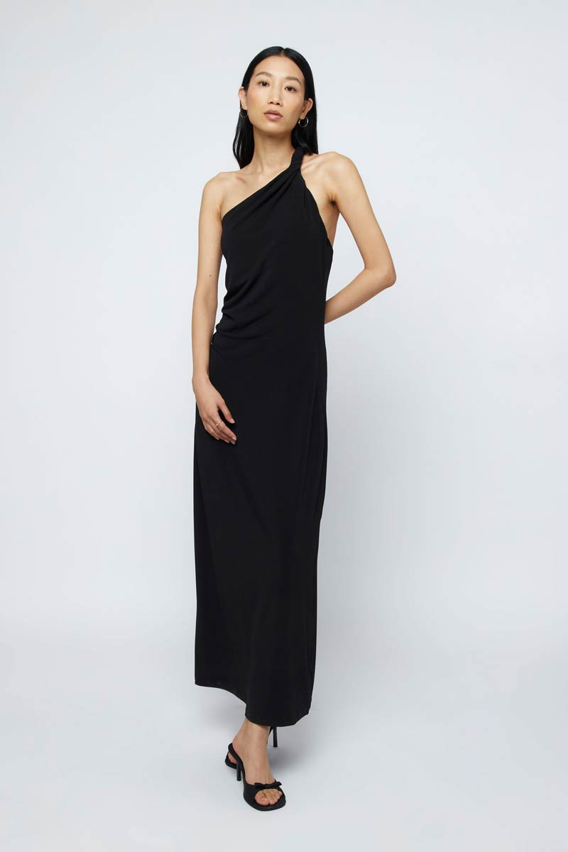 BLACK ONE SHOULDER MAXI DRESS