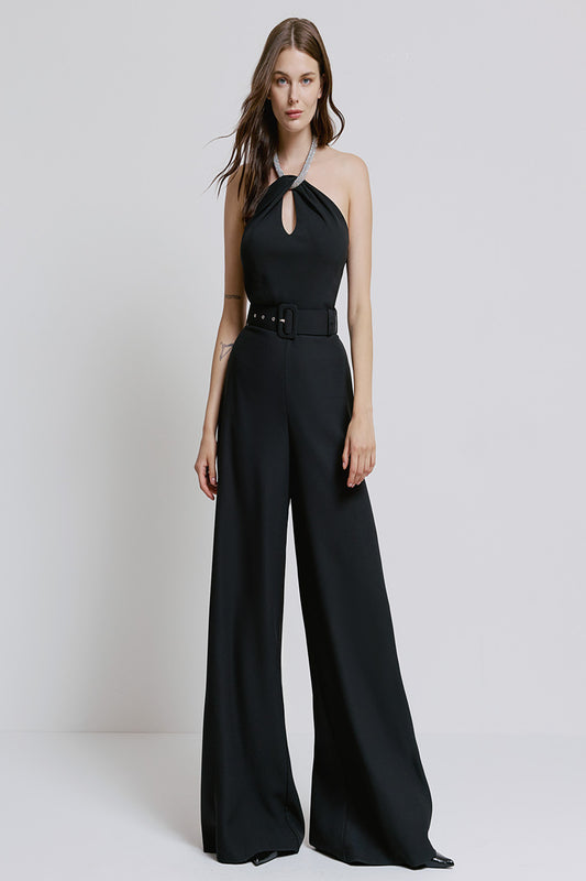 BLACK RHINESTONE JUMPSUIT
