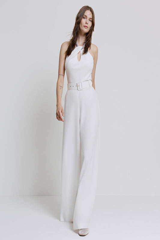 WHITE RHINESTONE JUMPSUIT