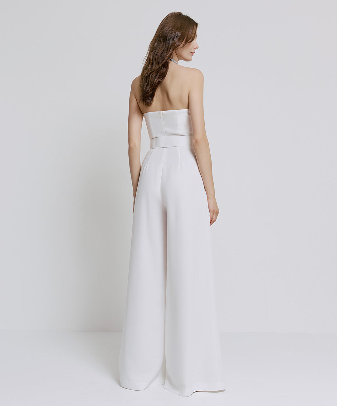 WHITE RHINESTONE JUMPSUIT